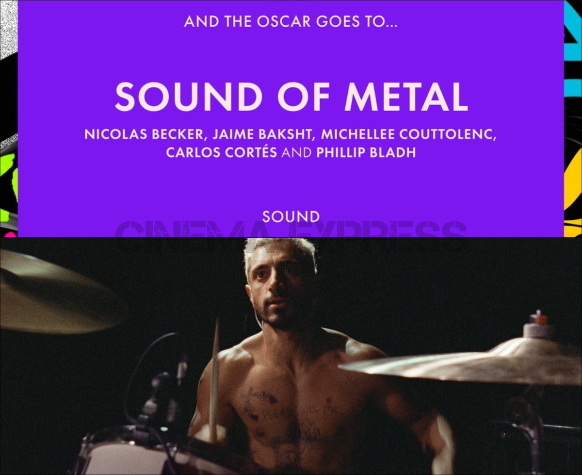 Well...  #Mank will have to wait, as  #SoundOfMetal wins a well-deserved  #Oscar for Best SoundHope this is not all that goes the way of this wonderful  #RizAhmed film!  #Oscars    #AcademyAwards2021  #93rdOscars  #AcademyAwards