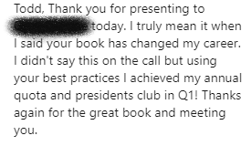 tcaponi's tweet photo. Why I wrote the book:
Received this LinkedIn note from an attendee of a keynote I did last week. This is the kinda stuff that keeps me never looking back at why I quit a great job to write it...
#transparencysale https://t.co/1YBDixIAdS