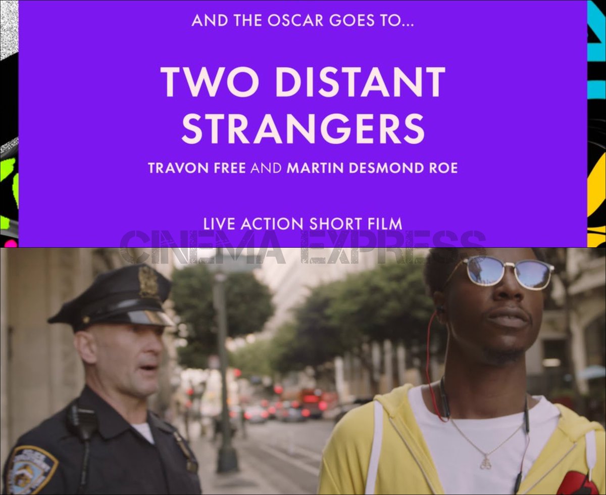 With the win for  #TwoDistantStrangers, Travon Free becomes the first Black filmmaker to win an  #Oscar for Best Live Action Short The affecting short film talks about police brutality and systemic racial oppression.  #Oscars    #Oscars2021  #AcademyAwards2021