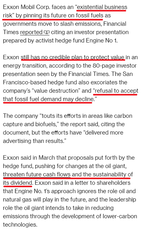Worst of all, this is a company that's in denial of any transition to renewable energy-powered electric cars even occurring, having zero initiatives to prepare for such an outcome and care more about paying its dividend (which btw it can't afford without borrowing money):