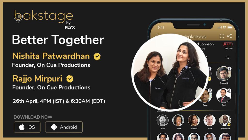 bakstage_ai's tweet photo. Nishita Patwardhan and Rajjo Mirpuri, the exceptional founders of @OnCueIndia who lead an all-women team take us through their journey in a #Bakstage session at 4 p.m. today.

Download the app here- https://t.co/RtLcccVf4n

#podcast #audio #womenempowerment https://t.co/xCrjaz9HhR