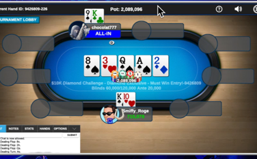 ClubWPT's tweet photo. He has done it!   Congrats to @rogesmiff for taking down the $10,000 Diamond Challenge and the $2,500 first place prize.   As a loyal member and streamer this big win is well deserved.  @SavagePoker @LynnGilmartin @tonydunsttv @VinceVanP_WPT https://t.co/lsUhFGbgtP
