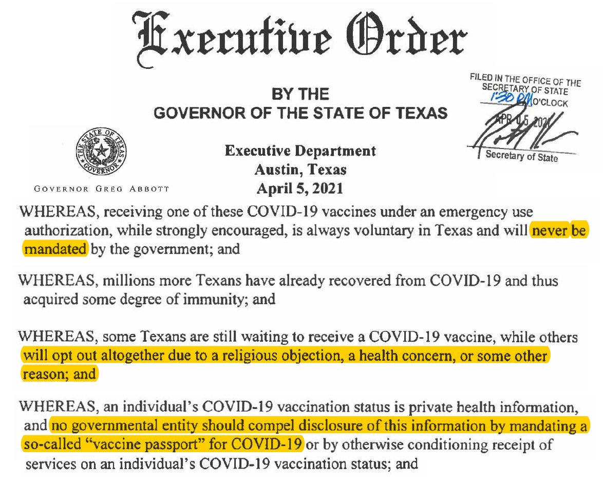 cov19treatments's tweet image. It's now law!  Texas will never mandate injection.  Recognizes of natural immunity.  No C19 passports EVER and status kept confidential, protected, and secure.  Texas leads by example for the world!  "The stars at night are big and bright, deep in the heart of Texas ⭐️"