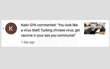 And...looks like it's my turn now to face some Anti-Chinese discrimination. 
Help me make sure the only thing going viral here is my video? #StopAsianHate #stopasianracism