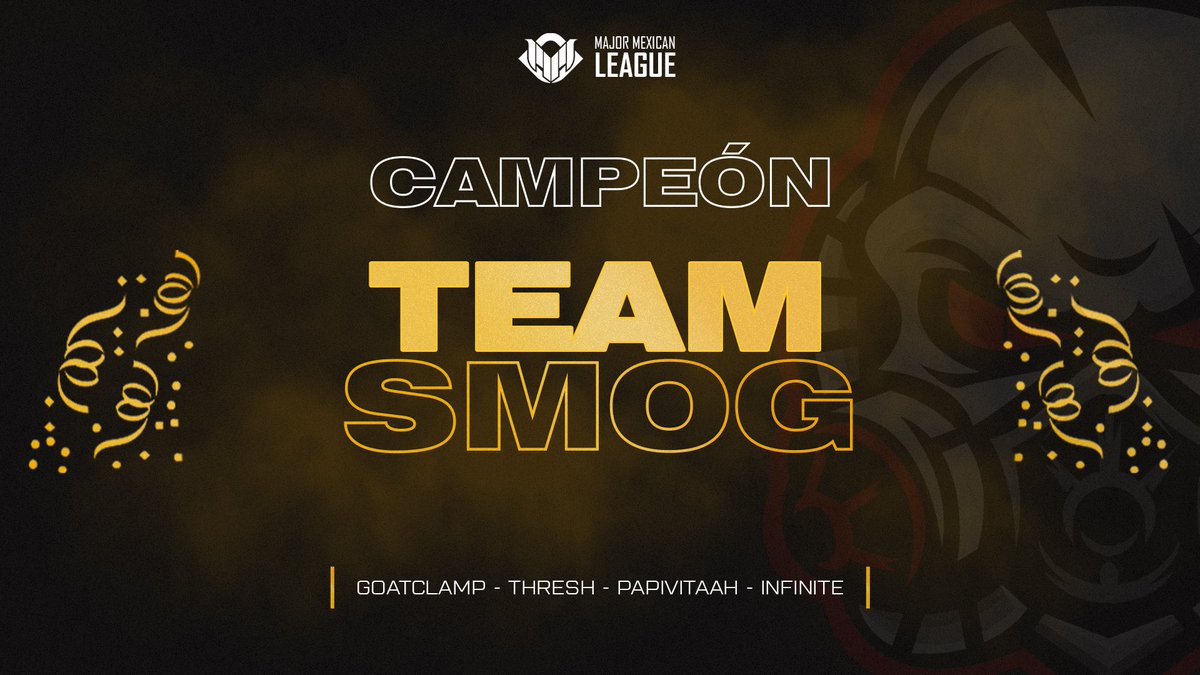 MMLmx's tweet image. El equipo de @Team_SMOG_ se corona campeón de esta primera temporada de Cold War 👑

En hora buena 🎊 

@GoatClamp 
@aka_infinit 
@MPThresh 
@Vitaah8