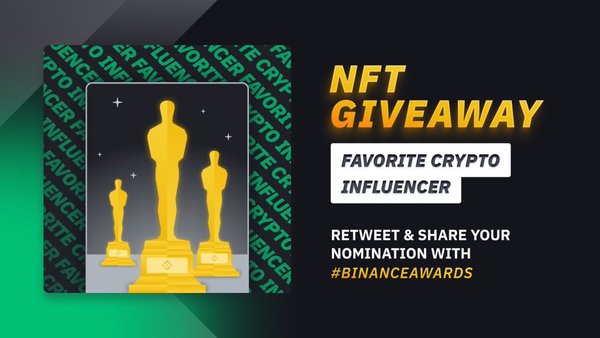🏆 NFT Giveaway 🏆

Onto our final #BinanceAwards category - Favorite Crypto Influencer! Who’s your pick?

To join:
1️⃣ Follow <a href="/binance/">Binance</a>
2️⃣ Retweet 
3️⃣ Tag your favourite influencer in the comments

10 people who comment and retweet will each get an NFT!