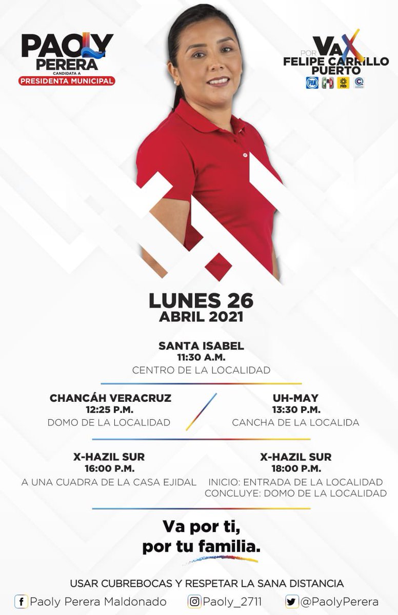 ¡Hoy tuvimos un excelente cierre de semana!
Les comparto la agenda de mañana Lunes. 
#VaPorFelipeCarrilloPuerto #UnidadEsProsperidad