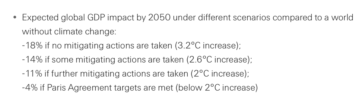 New report out from SwissRe pricing climate damages... In (very plausible) 2.5C we'll need to manage a large population of displaced people, food system changes, coastal fortifications, etc Who are we expecting to plan for and finance this? swissre.com/media/news-rel…