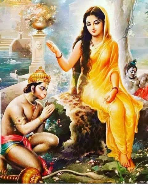 He uses it again when he approaches Sita mata for the first time – reducing his size to that of a schoolboy, to avoid scaring her. He uses mahima to outwit & overpowersthe demons.