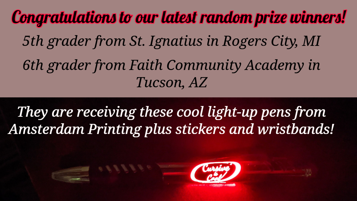 Congratulations to our latest winners! You still have time to enter the USA contest for Grades 1 - 6, go here for details: campaignforcursive.com/2021-usa-conte…  #cursiveiscool #cursivecontest