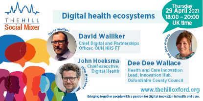 thehilloxford's tweet photo. Join our informal networking on Thurs 29 April 6pm with our panel including @InsideHealthCIO  @D_D_Wallace &amp; @digitalhealth2  discussing the Digital Health Ecosystem with @meganmorys 
For event link please register: https://t.co/B2E0zAeBFS
#digitalhealth #medtech #startuphealth https://t.co/fjrfXxPxYV