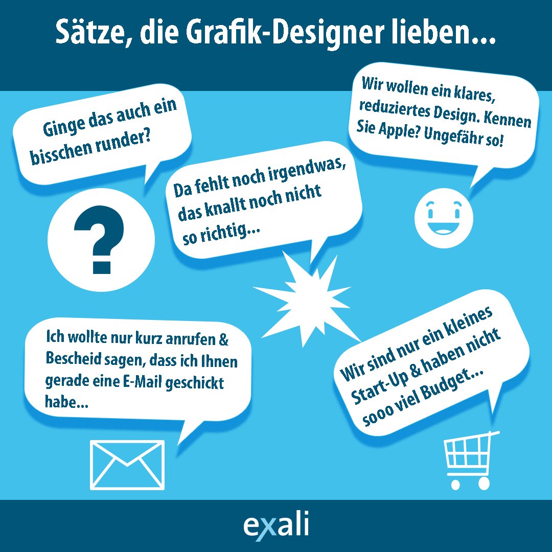 exali's tweet image. Lasst uns zum heutigen Welttag des Designs einmal alle freiberuflichen Grafik-Designer:innen und Agenturen für ihre Geduld ehren 🏆
Kennst du ähnliche Sprüche von Kund:innen aus deiner Branche?
#weltdesigntag #designer