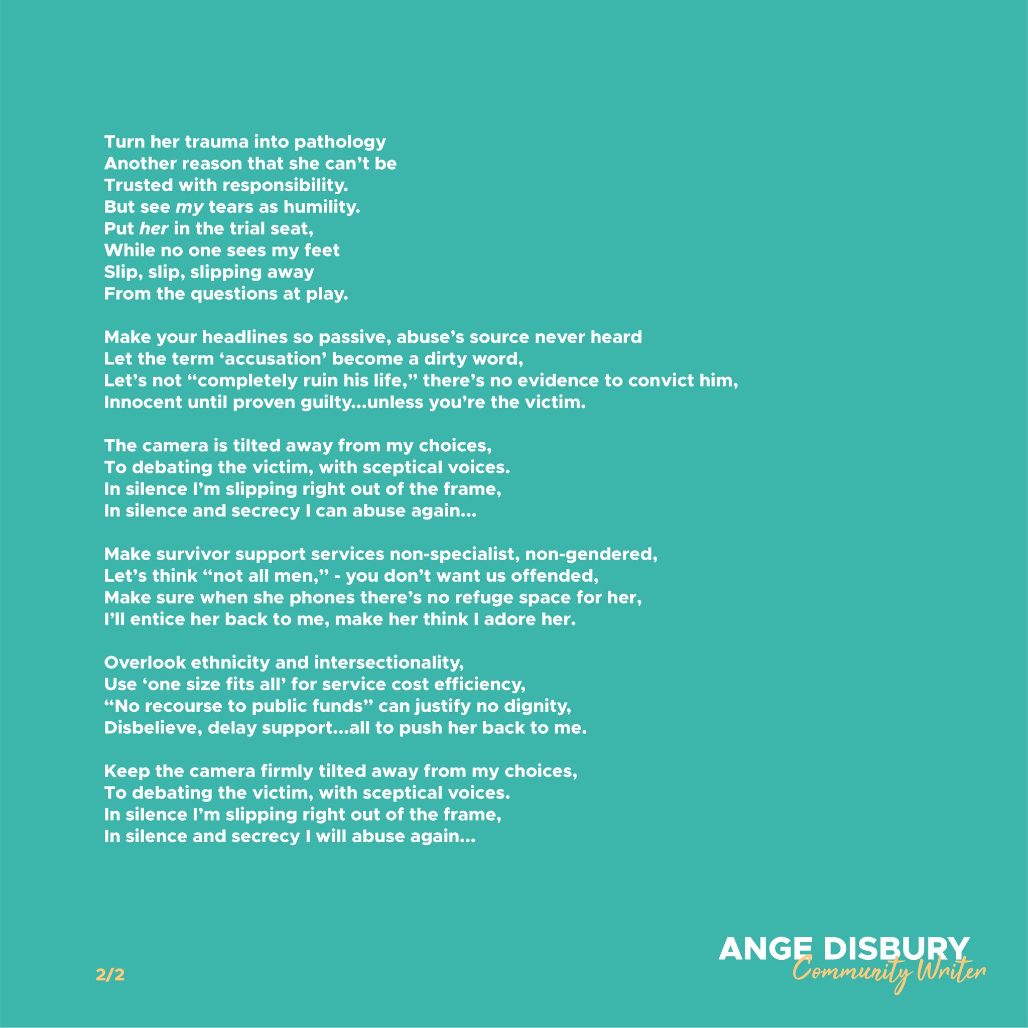Ange Disbury Poem Of A Perpetrator Tw Domestic Abuse T Co 80cgbzozan T Co 3fgnd8elsw Twitter