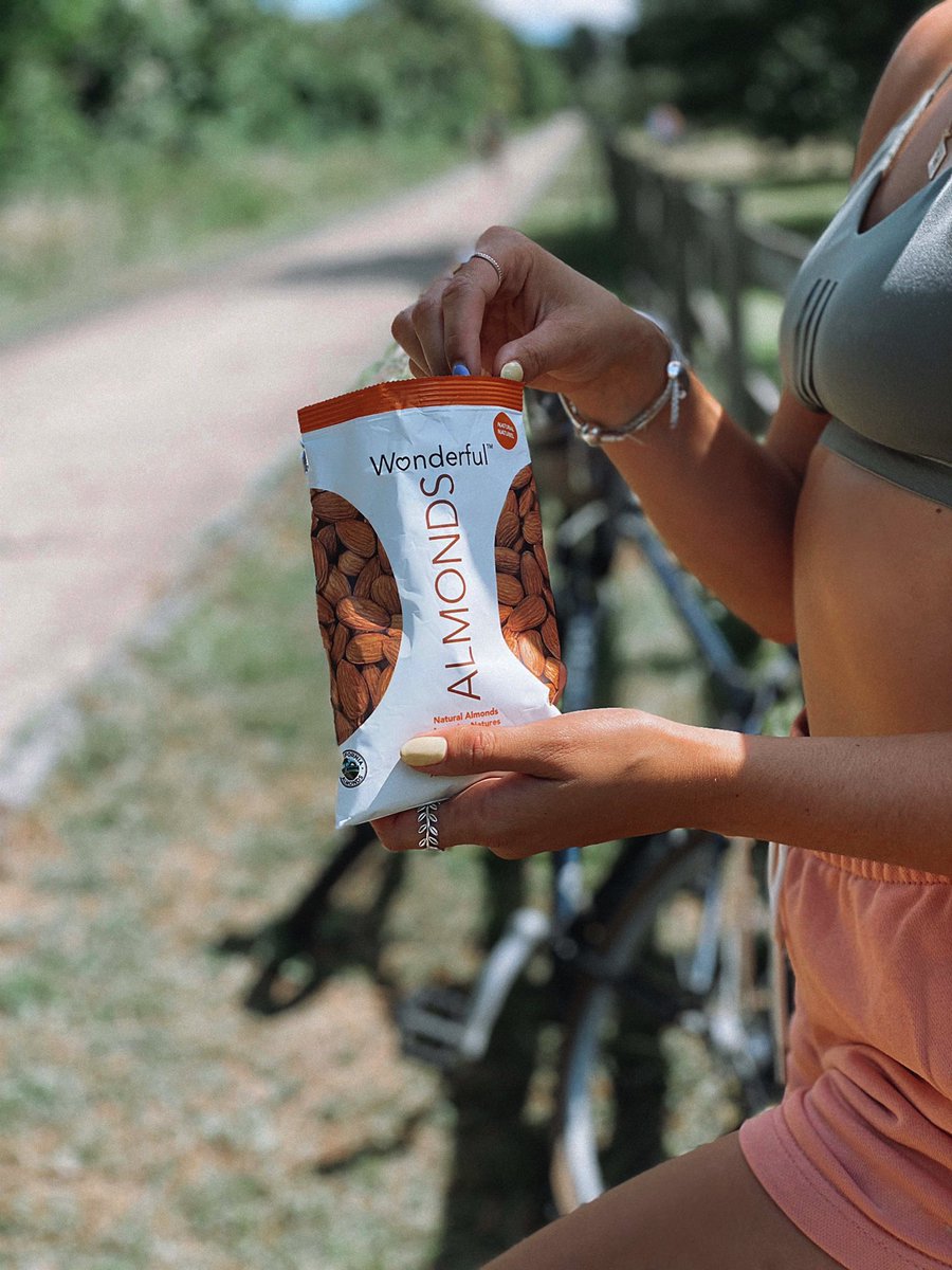 Almonds are a good source of protein which makes them a great snack to enjoy in between training! <a href="/sophjames_/">Sophie James</a>