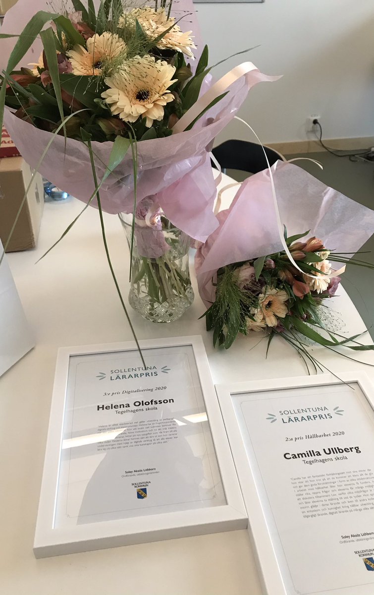 Grattis Camilla Ullberg och Helena Olofsson till andra o tredje pris i hållbarhet och digitalisering i Sollentuna Lärarpris!👌🤩 Ni är grymma! <a href="/Tegelhagen/">Tegelhagens skola</a> #solskol