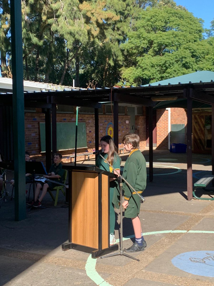 Today, we held a special assembly to honour the ANZACs who fought in WWI. The student leaders led the assembly, the concert band performed and AL in stage 2 played the last post on his trumpet before our minute’s silence. #LestWeForget