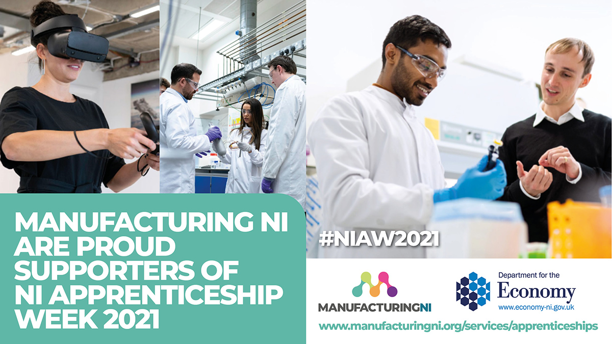 NI Apprenticeship Week 2021 is here! We will be sharing apprenticeship experiences and testimonials online throughout the week across our social media channels as well as announcing an exciting schools competition.  
manufacturingni.org/services/appre… #NIAW2021 #apprenticeships #apprentice