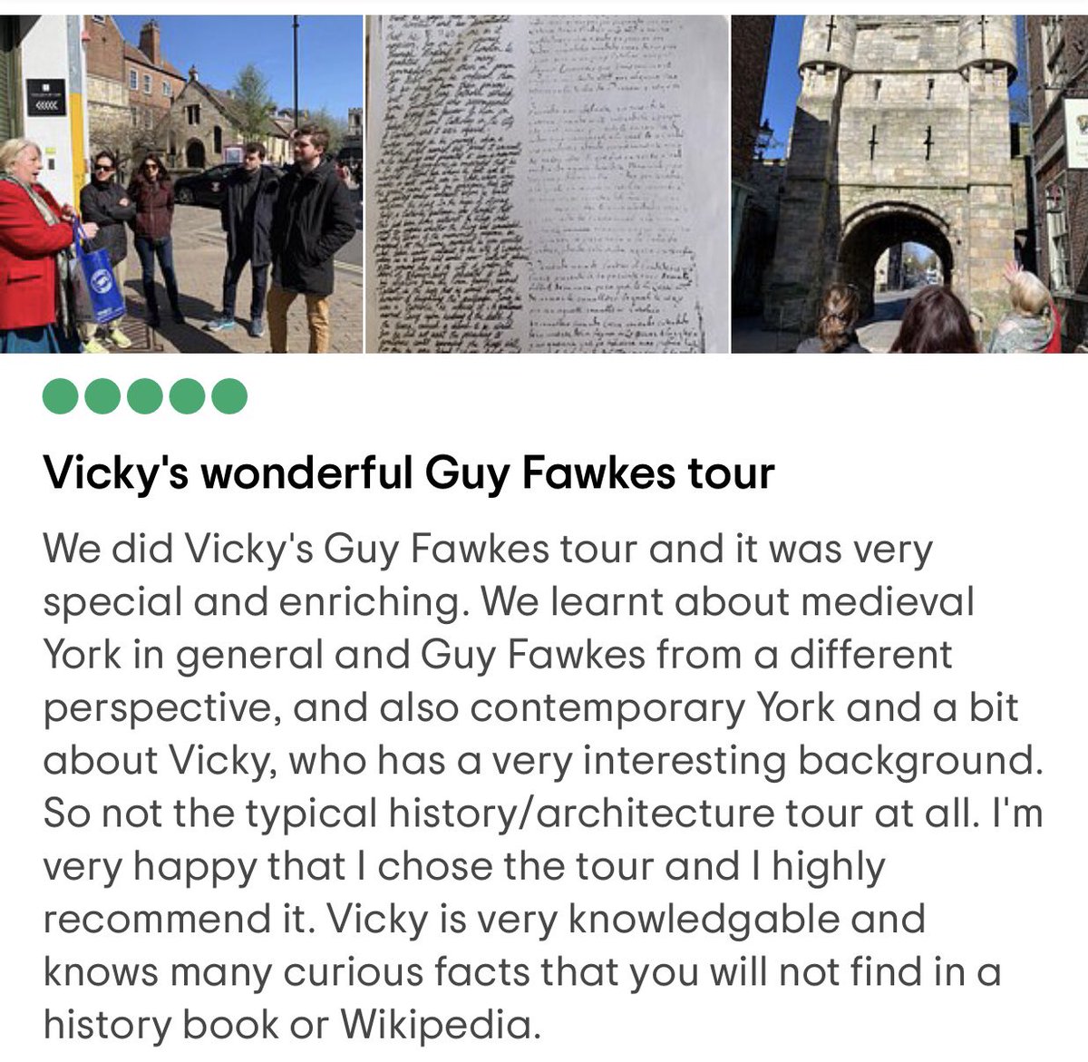 Our #InvisibleYork tours are up and running again...and it’s great to kick off our relaunch with a new batch of five star reviews via TripAdvisor.