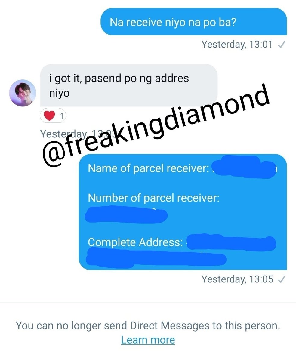 I shrugged off the thought because I don't want to think bad of the person. Then, yesterday, I paid the said LSF. I was going to message her again because I want to ask for the shipment date and waybill number for tracking when I found out that I CAN'T NO LONGER SEND HER DMs.