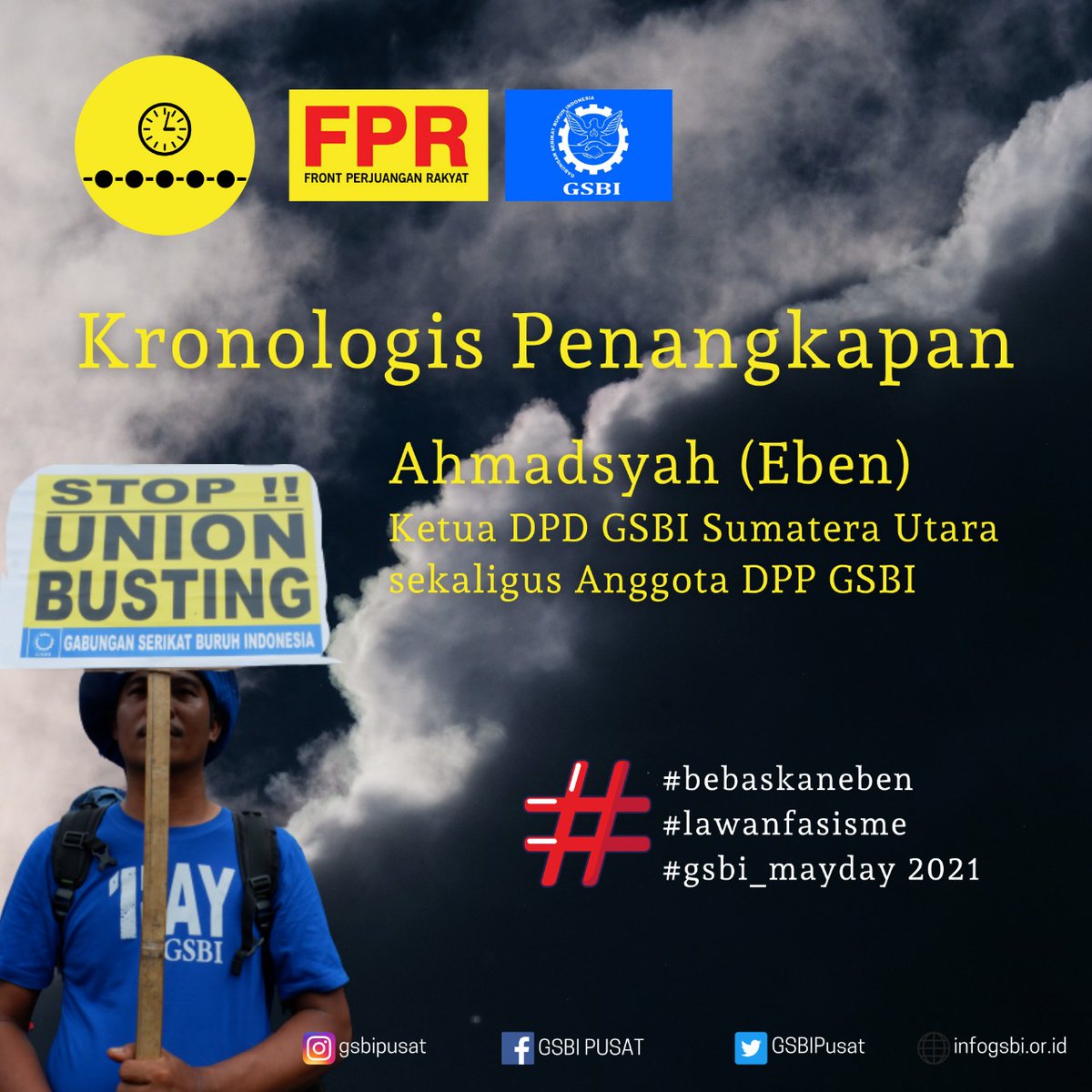 FmnUnas's tweet photo. Kronologis Penangkapan Ketua DPD GSBI Sumatera Utara Ahmadsyah (Eben) 

Kriminalisasi aktivis buruh yang melakukan pemogokan di Sumatera Utara. Dibawah rezim Jokowi penangkapan/pemukulan terhadap aktivitas demokrasi yang digelorakan rakyat. 

#BebaskanEben
#LawanFasisme https://t.co/S08hQs8ycD