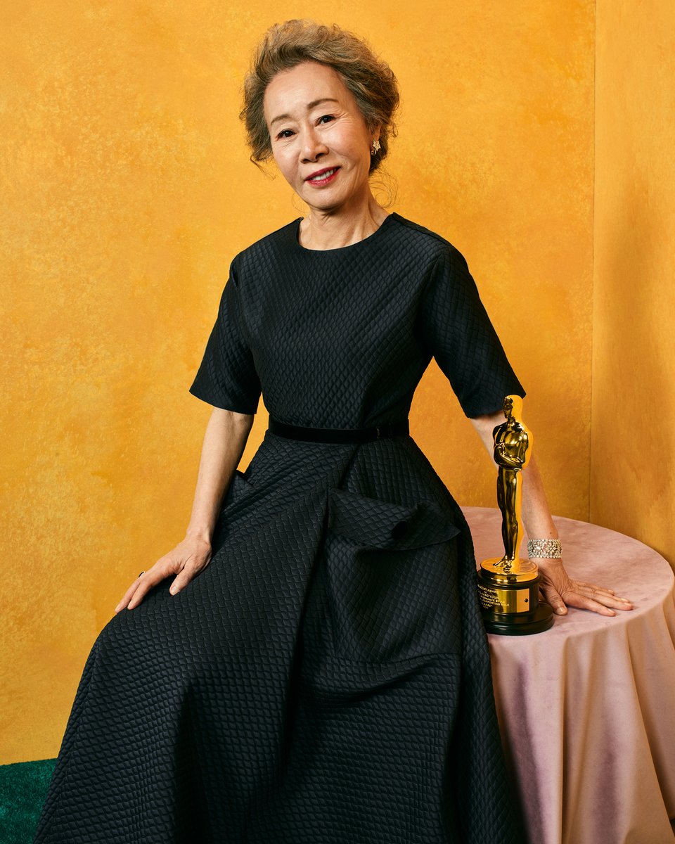 Oscar winner Yuh-Jung Youn and her new best friend. Photo by @QUILLEMONS for @VanityFair