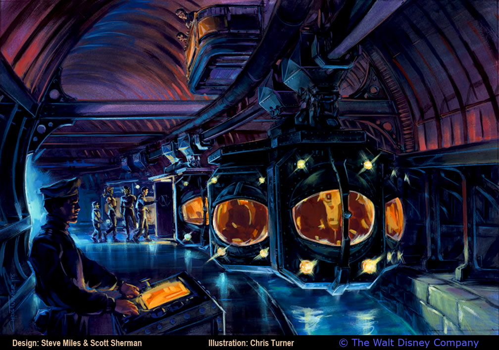 Tobias | zauberpics on Twitter: ""20,000 Leagues Under The Sea" - concept  art by Chris Turner for the loading bay of this often-overlooked gem of a  dark ride at Tokyo DisneySea. https://t.co/MAkwyA5JiS" /