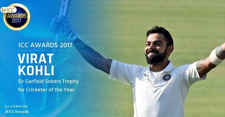 2017 :Sir Garfield Sobers Trophy (ICC Cricketer of the Year)ICC ODI Player of the Year