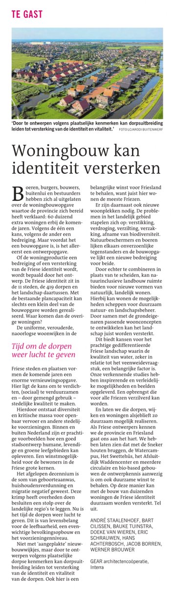 TWAarchitecten's tweet photo. Vandaag in de @lc_nl : woningbouw kan identiteit versterken
@gear_info https://t.co/xsnaVNhkww