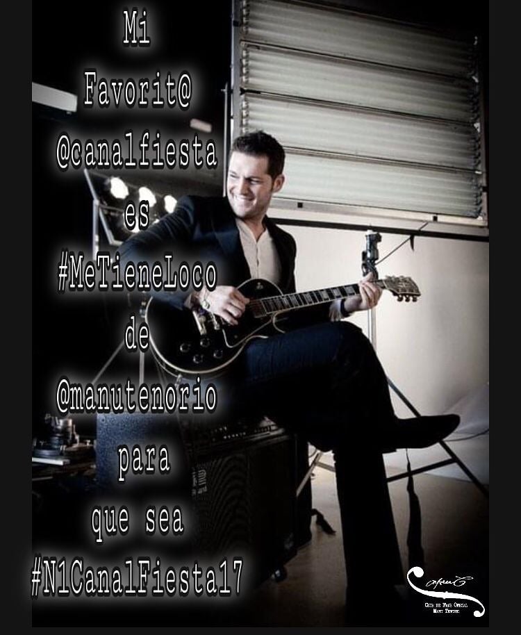 FCManuTenorio's tweet photo. Mi Favorit@ @canalfiesta es #MeTieneLoco de @manutenorio para que sea #Top50 #N1CanalFiesta17 ⚡️⚡️🔝🙌🏼
👉🏽 https://t.co/v4xbusJISX 👈🏽
🤗Muyyyy Buenos Días ... votamos? 🤳🏼
Muuuuuack’sssss 😘🥰#manutenorio #nosotrosenlanoche #metieneloco #fansclubmanutenorio https://t.co/mE3Ttxswrk