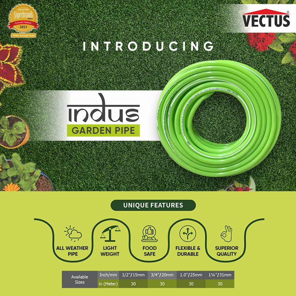 vectus_tanks's tweet image. After the success of its Europa range, Vectus is now introducing Indus range in its popular Garden Pipes segment. All weather pipes that are lightweight yet durable, and offer superior quality. Available in green colours.
#Vectus #GardenPipes #GoGreen #NewLaunch #IndiaKiWaterline
