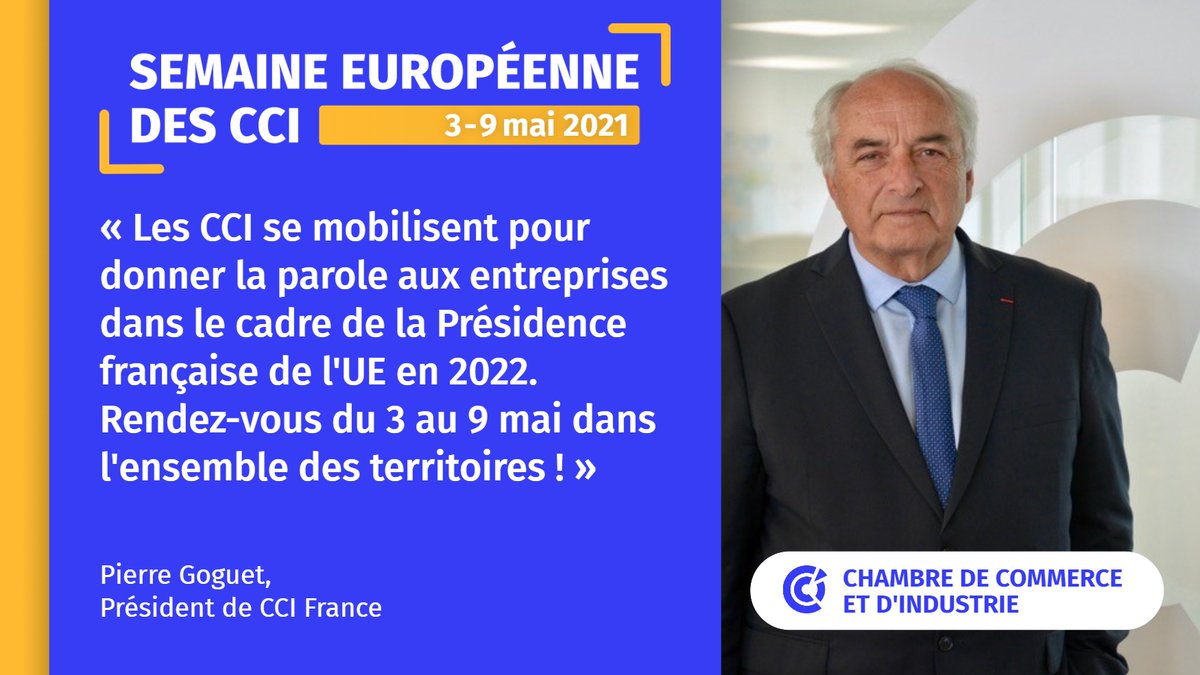 ccifrance's tweet photo. #SemaineUE2021 : du 3 au 9 mai, les #CCI font porter la voix des chefs d'entreprise afin de contribuer à la future présidence française du Conseil de l'Union Européenne.
Participez à la table-ronde organisée par votre CCI 👉https://t.co/lkBN3g2mm4
#PFUE2022 @GoguetPierre @CBeaune https://t.co/rMrJoLIcCe