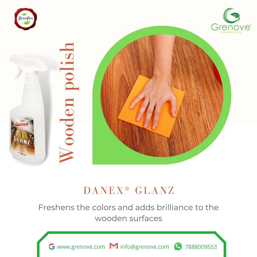grenoveindia's tweet photo. 🌟Unlike others, our Wood Floor Cleaner & Polish leaves a coating, preventing the floor from further staining. This means you don’t have to mop your wooden floor as often!🌟
Clean, Shine, Protect the natural beauty
#DanexGlanz #woodenpolish #woodensurface #grenove #joingrenove https://t.co/iT3aOEIQEi