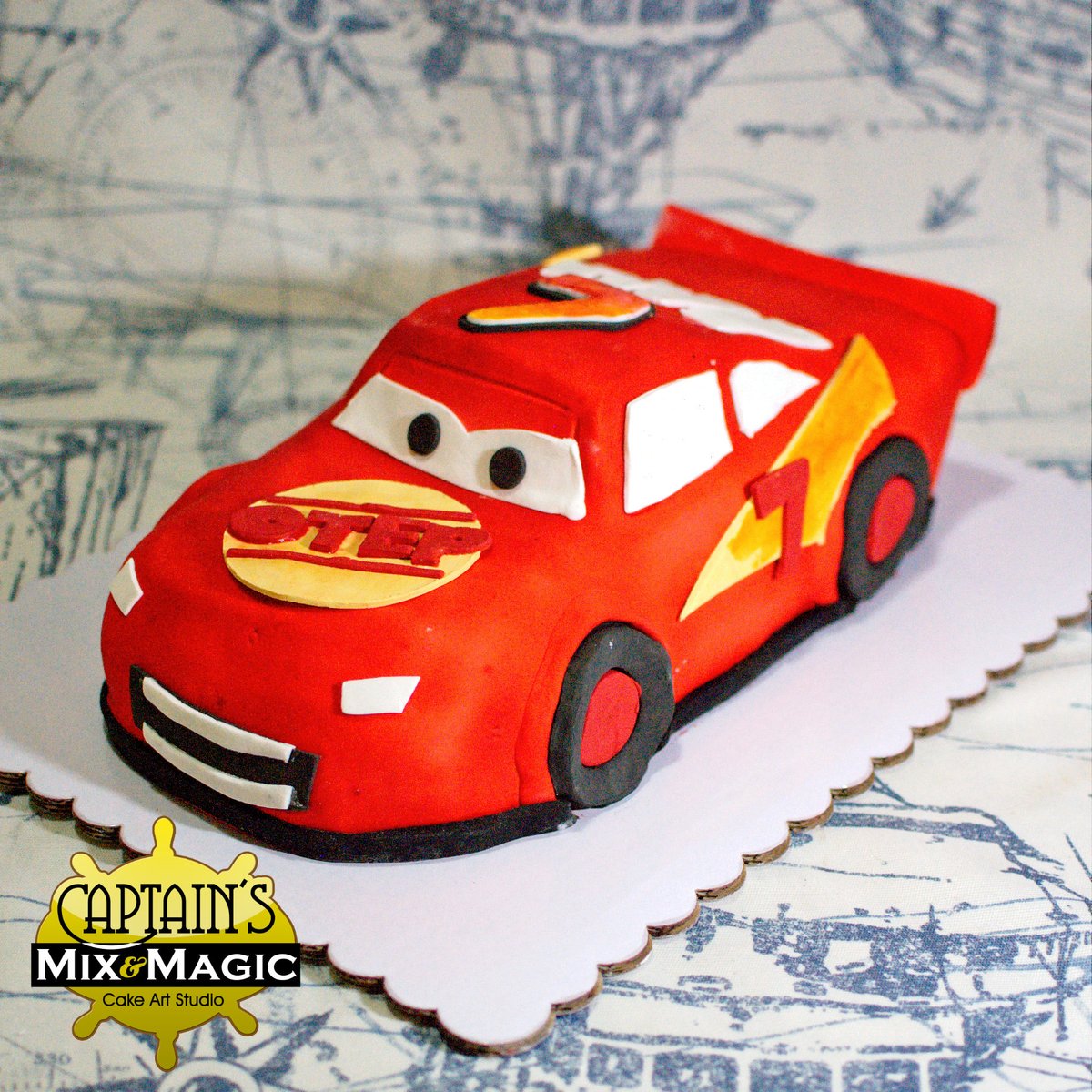 CaptMixandMagic's tweet photo. Lightning Otep Red 3D Car Cake - Equivalent cake size is 5x10x4 inches. All edible handcarved cake is filled and frosted with Ganache, covered, finished and designed with Fondant. Body is airbrushed red then detailed with handcut Fondant sheets. https://t.co/akjz5rvwTX