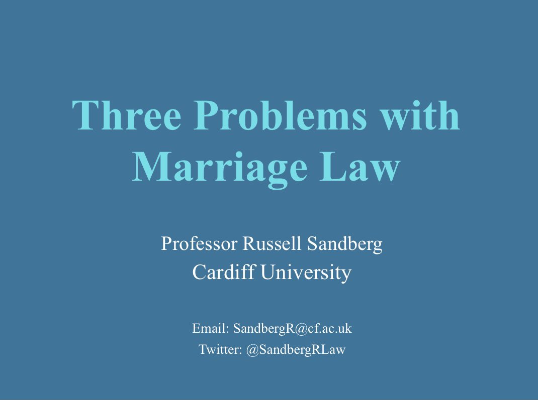 You can now watch my lecture on ‘The Three Problems with Marriage Law’ as delivered at the <a href="/ecclawsoc/">ELS</a> conference on their YouTube channel: 

youtube.com/watch?v=GWIAaf…

I outline the main arguments from my forthcoming book on why marriage law in England and Wales needs reform.