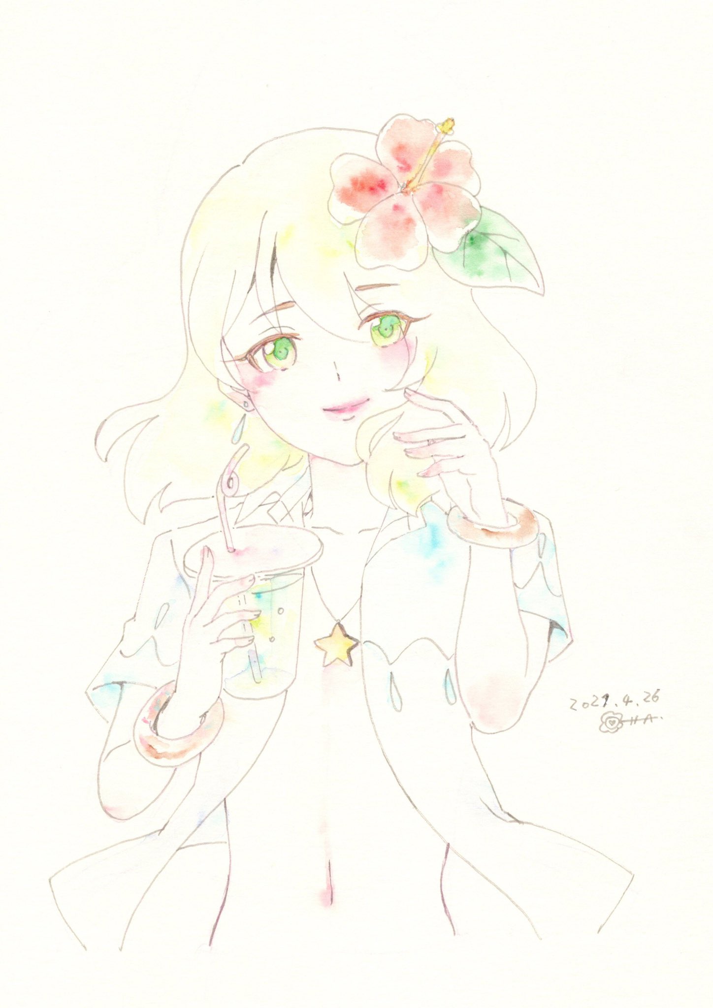 おは奈 独り言 版権用 手描き ぷよクエ イラスト ローザッテ 南国 南国のローザッテ まほつかのシリーズの夏服姿見た事ないので描きました T Co P3twwozpwe Twitter