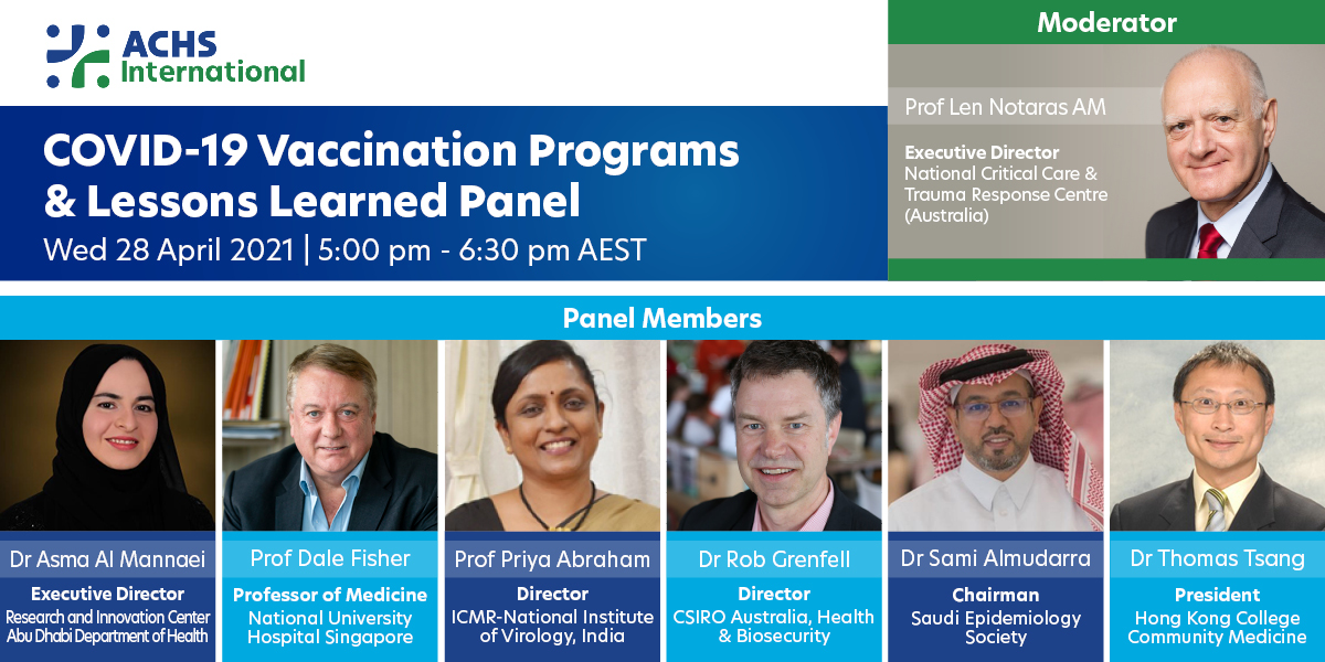 ACHS_Intl's tweet photo. Last days to register … ACHS International invites you to hear from a global expert panel discussing COVID-19 vaccination efforts and lessons learned this Wednesday 28 April. FREE registration at https://t.co/dftxByEpEn 
#achsi #quality #safety #improvement #personcentredcare https://t.co/iStqkRtmpR