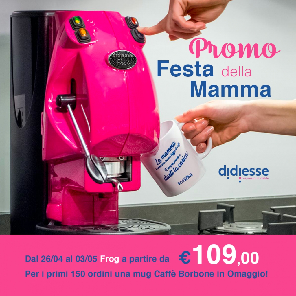 La festa della mamma sta arrivando, è il momento di pensare al regalo giusto! Dal 26/04 al 03/05, tutte le Didiesse Frog in promozione a partire da € 109,00 e in più, per i primi 150 ordini, in omaggio una mug Caffè Borbone. 
Consegna garantita entro domenica 09/05!