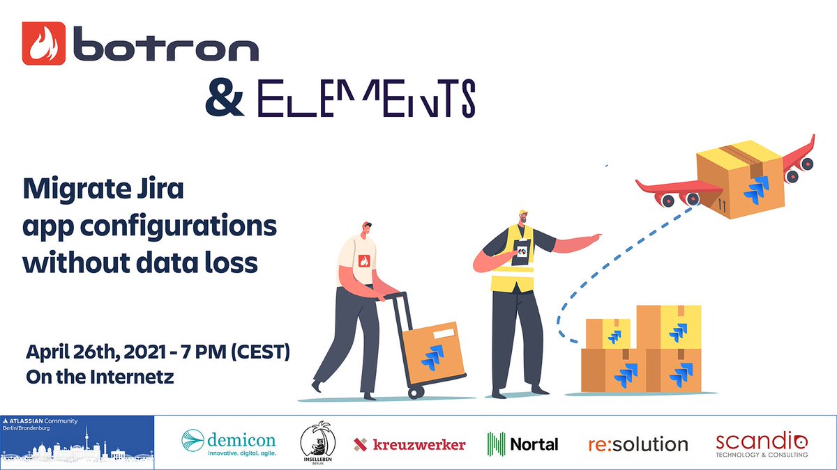 Atlassian Community Berlin/Brandenburg (@acbebb) on Twitter photo Today is the Day! #RSVP our #MondayNightSpecial wherer <a href="/Botronsoft/">Botron Atlassian Apps, an Appfire Company</a> and Elements ( <a href="/Valiantys/">Valiantys</a> ) join forces and @c_sablayrolles and <a href="/Vas_Teodora/">Teodora Vasileva</a> will show us how to migrate <a href="/Jira/">Atlassian Jira</a> app configurations without data loss:
Details: buff.ly/3mXLAR9
RSVP: buff.ly/2PUs6kg Today is the Day! #RSVP our #MondayNightSpecial wherer <a href="/Botronsoft/">Botron Atlassian Apps, an Appfire Company</a> and Elements ( <a href="/Valiantys/">Valiantys</a> ) join forces and @c_sablayrolles and <a href="/Vas_Teodora/">Teodora Vasileva</a> will show us how to migrate <a href="/Jira/">Atlassian Jira</a> app configurations without data loss:
Details: buff.ly/3mXLAR9
RSVP: buff.ly/2PUs6kg