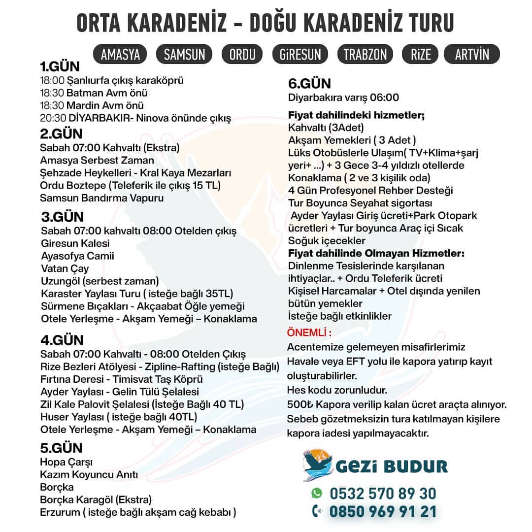 Bayramda Karadeniz 3 gece 4 gün turumuza hâlen kayıt yaptırmadınız mı ? Kayıt ve Rezervasyon için +905325708930 arayıp yada WhatsApptan  yer ayarlayabilirsiniz
#diyarbakır #amed #Oscars #BingölBaşkentOlsun