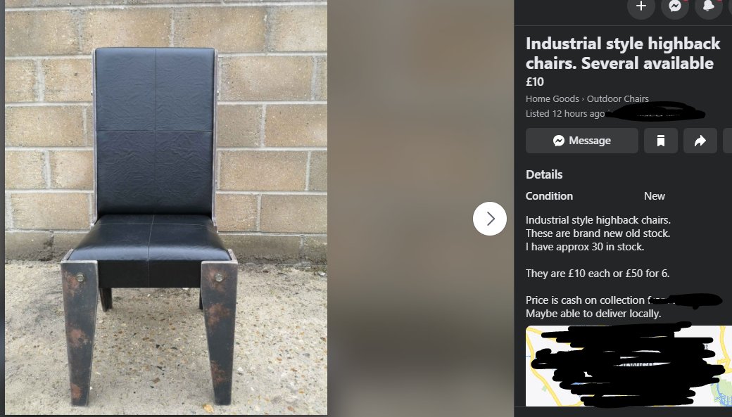 Can we talk about these chairs?Well, we're going to. Or at least I am.1) Making something using steel plate doesn't make it "industrial style". In this case it just means you've used unsuitable materials in an inappropriate fashion.1/?