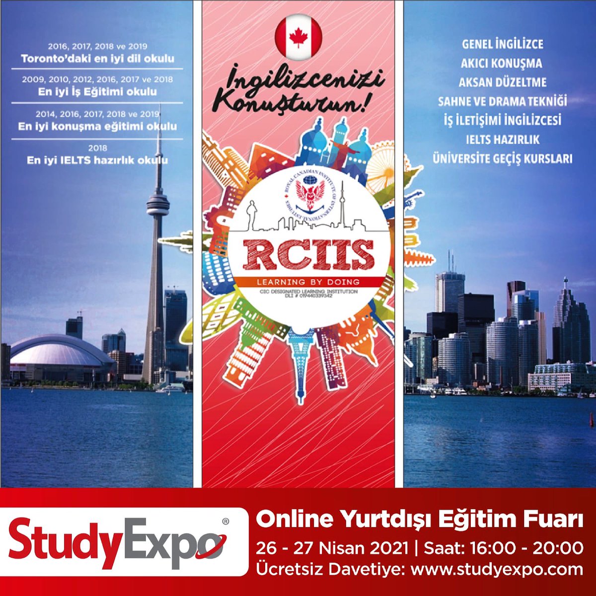 🇨🇦 Kanada’da İngilizce öğrenin: RCIIS StudyExpo’da! 26-27 Nisan saat 16:00-20:00 arasında fuara katılın, merak ettiğiniz tüm soruları RCIIS yetkililerine sorun. 
#studyexpo #kanada #rciis #kanadadilokulu #kanadadaeğitim #kanadadaingilizce #yurtdışıdilokulu #yurtdışıeğitim