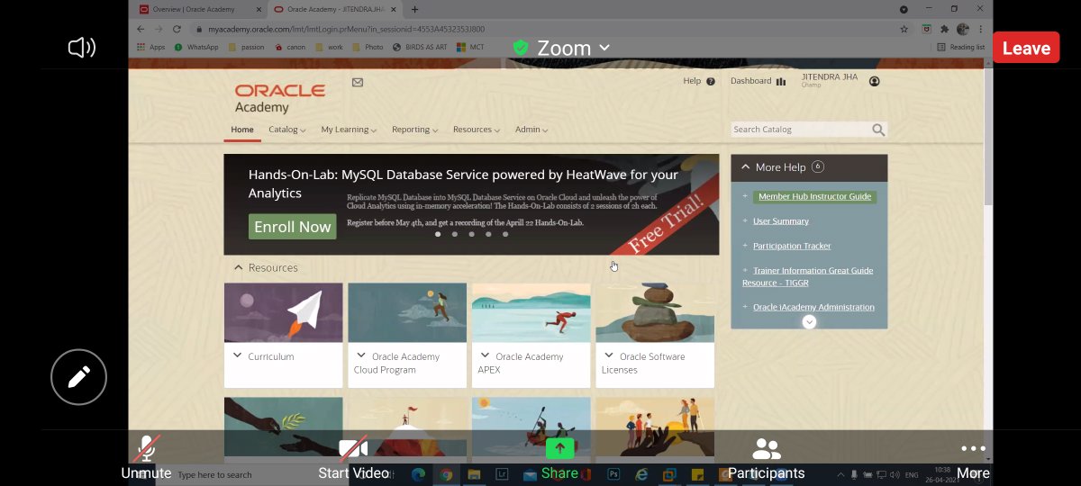 tasktg's tweet photo. @taskts in association with @OracleAcademy is conducting a 5-Day Virtual #FacultyDevelopmentProgram on #DatabaseProgramming with #SQL from 26th April 2021 to 30th April 2021.
@ShrikantNF https://t.co/Ft7TwWcLVg