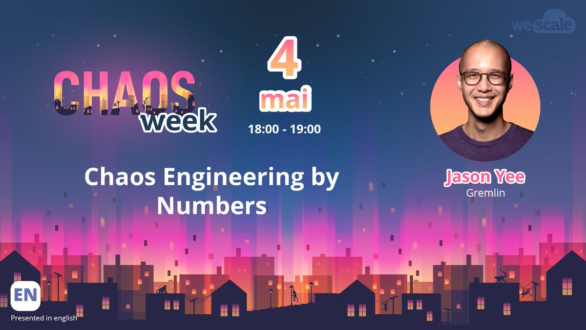 Chaos_week's tweet image. [#Chaosweek] 📢 Le 4 mai prochain à 18h, venez assister au talk de @gitbisect / Jason Yee de chez @GremlinInc : &quot;Chaos Engineering by Numbers&quot;. #ChaosEngineering Inscrivez-vous dès maintenant : hubs.li/H0LGnpz0