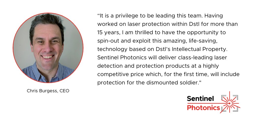 Sentinel Photonics is pleased to announce the appointment of Christopher Burgess as its #CEO. Chris said:

“I am thrilled to have the opportunity to spin-out and exploit this amazing, life-saving, technology based on <a href="/dstlmod/">Dstl</a> Intellectual Property."

sentinelphotonics.co.uk/wp-content/upl…
