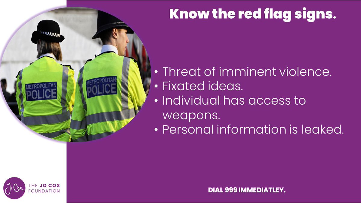 The guidance shows situations in which there is an immediate threat and the police should be called. It is vital that candidates are aware of these “Red Flag signs”: situations which pose an immediate danger and require police intervention. (4/8)