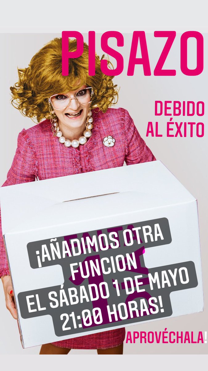 Éxito de venta! Estreno de PISAZO! con doble función: 19:00 y 21:00 en el <a href="/teatrolara/">Teatro Lara</a> Aprovecha está Segunda función para vivir con nosotros el estreno! entradas.teatrolara.com/entradas.teatr… @MarioADiez <a href="/JuanMaPina/">JuanMa Pina</a> <a href="/OlgaHueso/">Olga Hueso</a> <a href="/SergioCampoy_/">Sergio Campoy</a>
