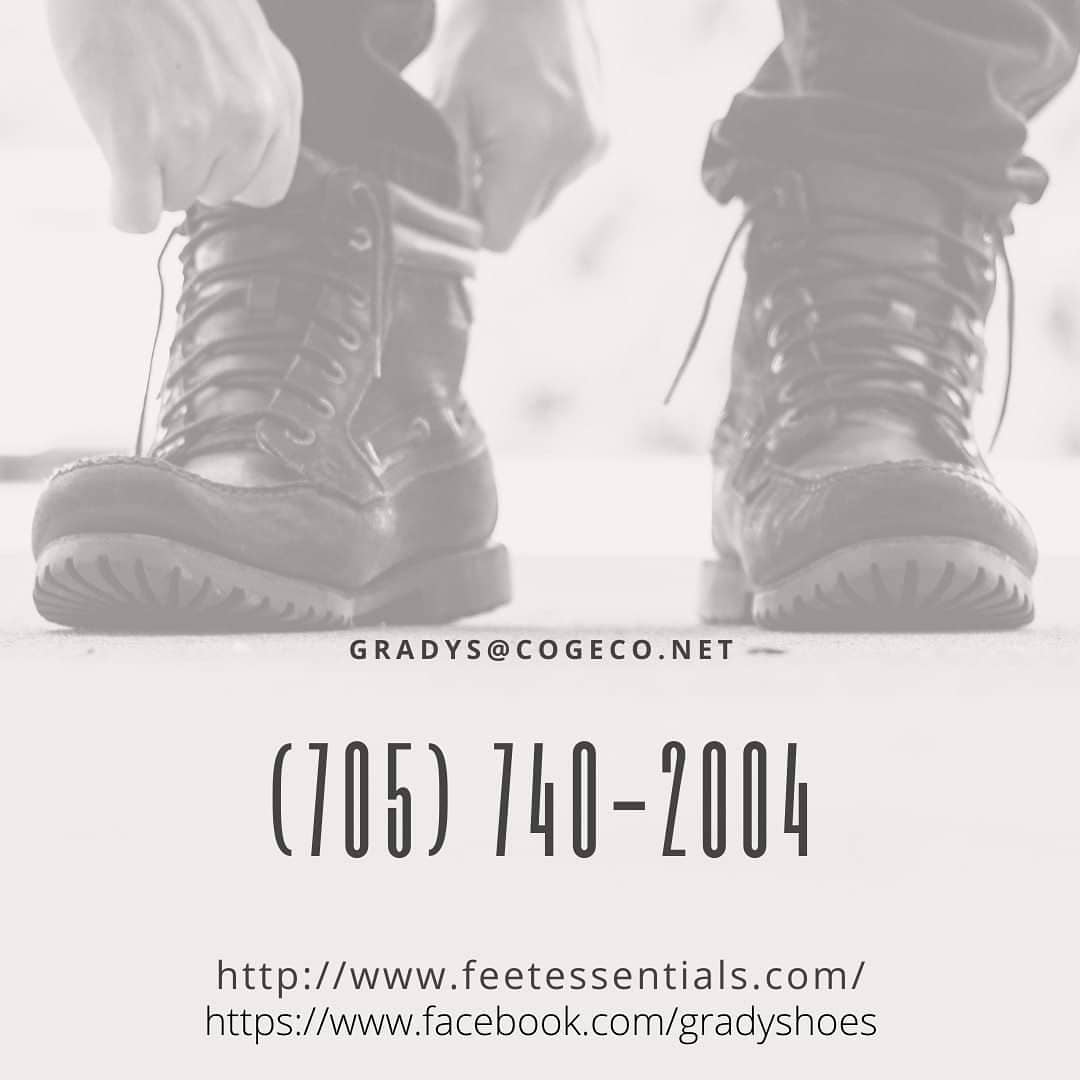 Kawartha Downs Support Local Campaign. 

Today we have Grady's Feet Essentials, check them out online.

facebook.com/gradyshoes

feetessentials.com

Grady's Feet Essentials!
Comfort. That’s what you’ll feel in footwear from Grady’s Shoes family owned shoe store.