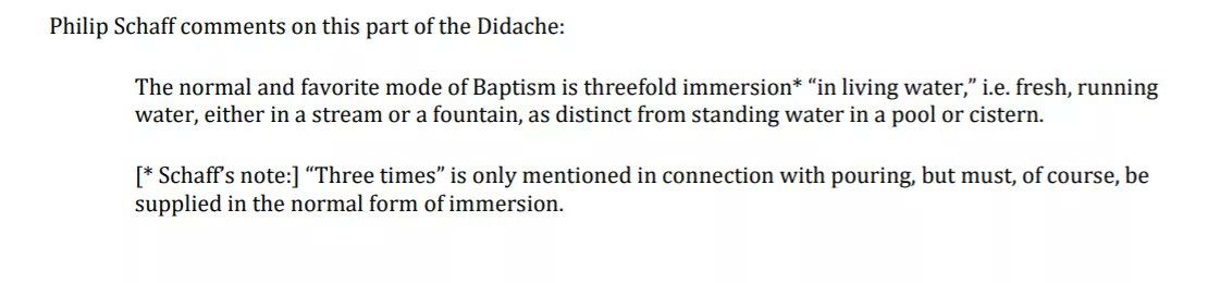 5) L'administration du baptême (triple immersion) et sa simultanéité avec la chrismation et communionLe baptême a toujours été administré par une triple immersion comme en témoigne la Tradition : Didachè, canons des Saints Apôtres.. Il faudrait un thread entier pour les Pères.