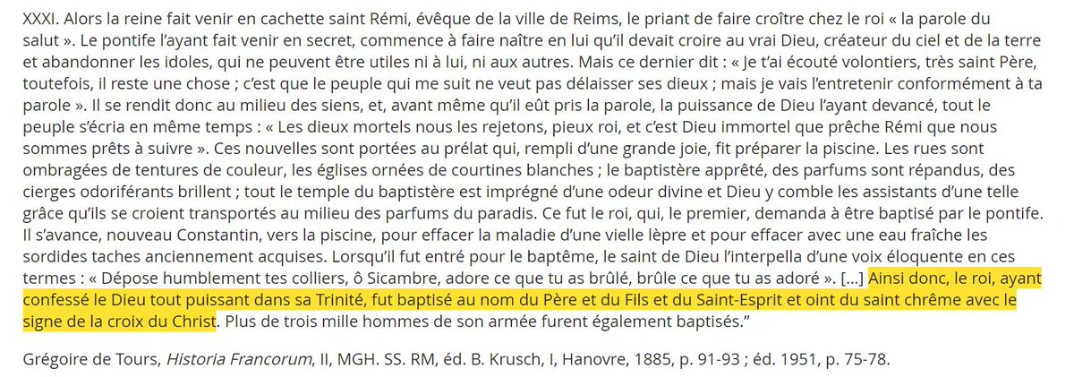 Pour finir prenons un exemple français : Clovis, dont le baptême marque pour beaucoup la naissance du catholicisme en France. Or son baptême n’a rien de catholique (dans sa forme actuelle) : baptême par triple immersion suivi de la chrismation (orthodoxe).  http://www.jbnoe.fr/Le-bapteme-de-Clovis-selon