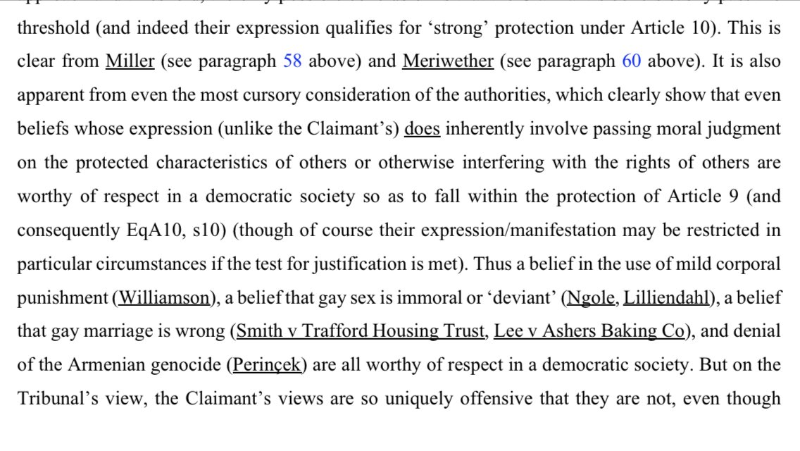 Even beliefs which do engage moral judgment of members of protected groups can enjoy Art 9/10 protection